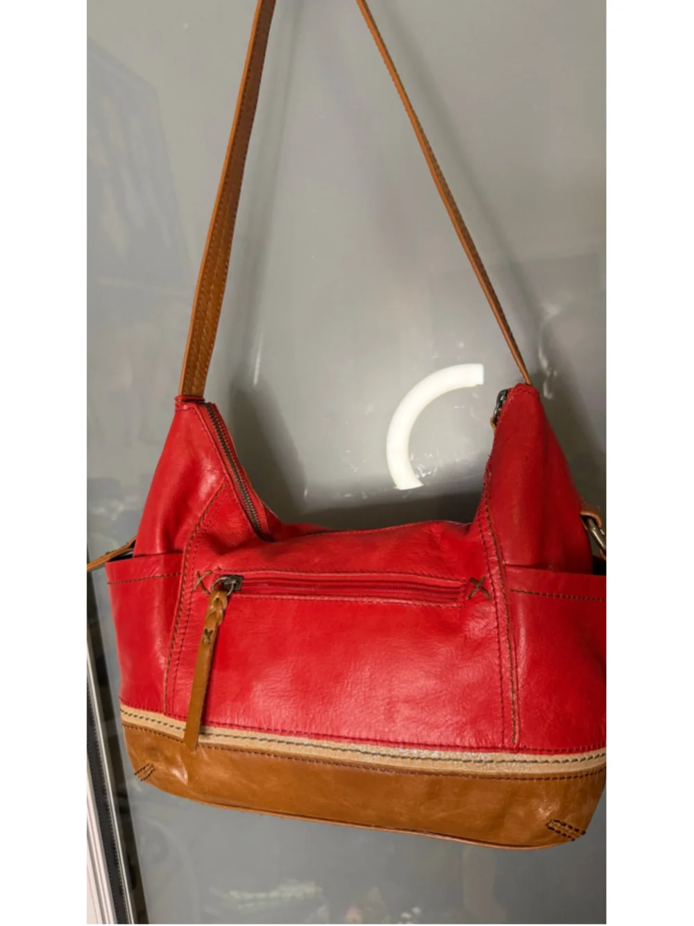 The Sak Leather Hobo Bag Red and Brown